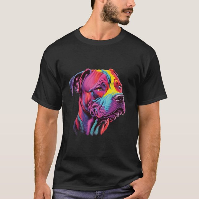Pitbull Mom Colorful Pitbull Owner T-Shirt (Front)