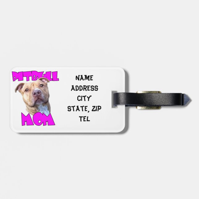 Pitbull Mom Dog Luggage Tag (Back Horizontal)