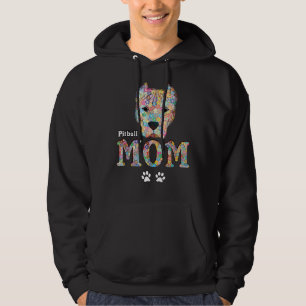 Pitbull Mom Dog Pit Bull Mother Flowers Rose Pets Hoodie