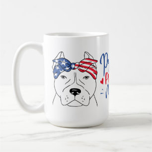 Pitbull Mom Patriotic American Flag Pit Bull Coffe Coffee Mug