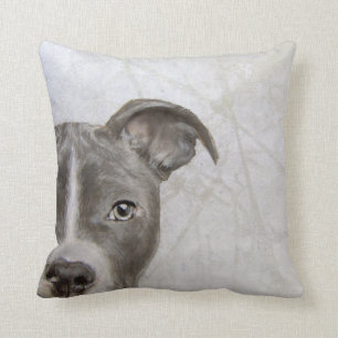 Pitbull original painting print by Miart Throw Pillow