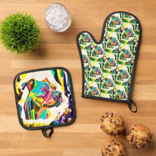 Pitbull Oven Mitt & Pot Holder Set