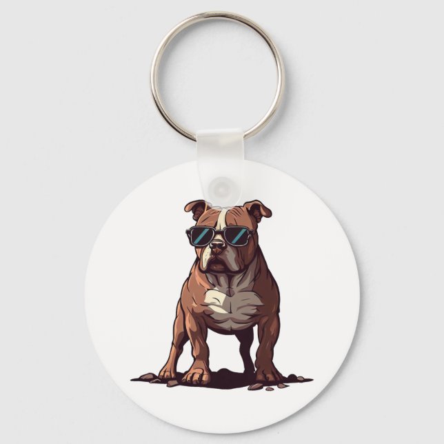 Pitbull Owner Gifts Keychain (Front)