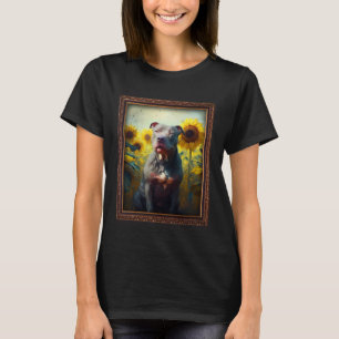 Pitbull Painting Sunflower Flower Mom Women Floral T-Shirt