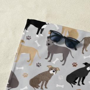 Pitbull Paws and Bones Beach Towel