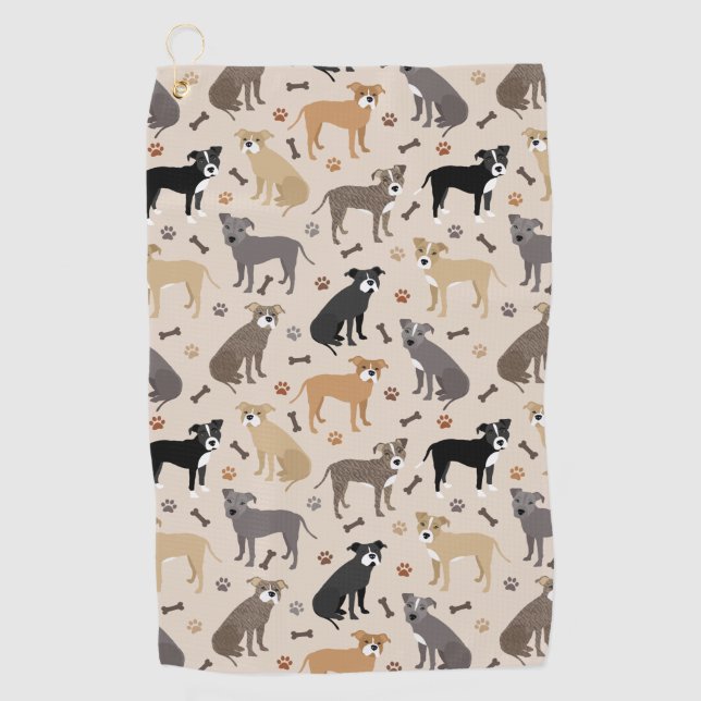 Pitbull Paws and Bones Golf Towel (Front)