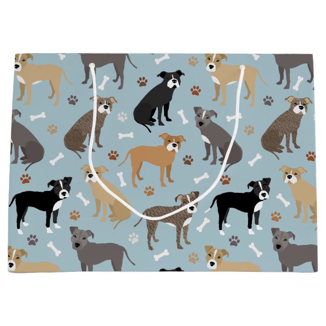 Pitbull Paws and Bones Large Gift Bag (Front)