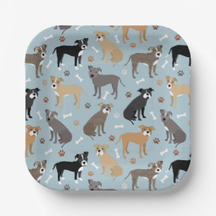 Pitbull Paws and Bones Paper Plate