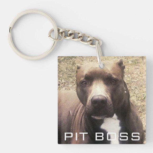 Pitbull Pet Photo Customized Acrylic Keychain (Front)