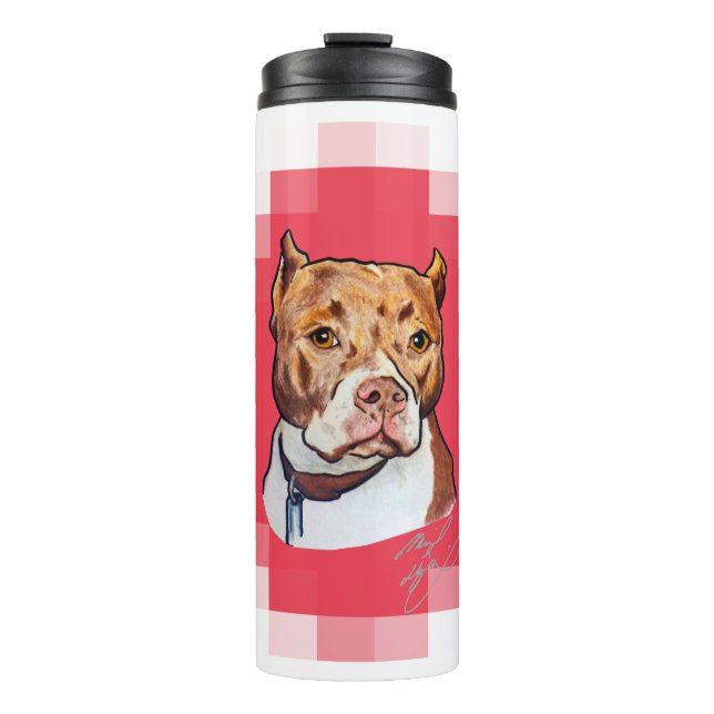 Pitbull... Pet Portraits Thermal Tumbler (Front)