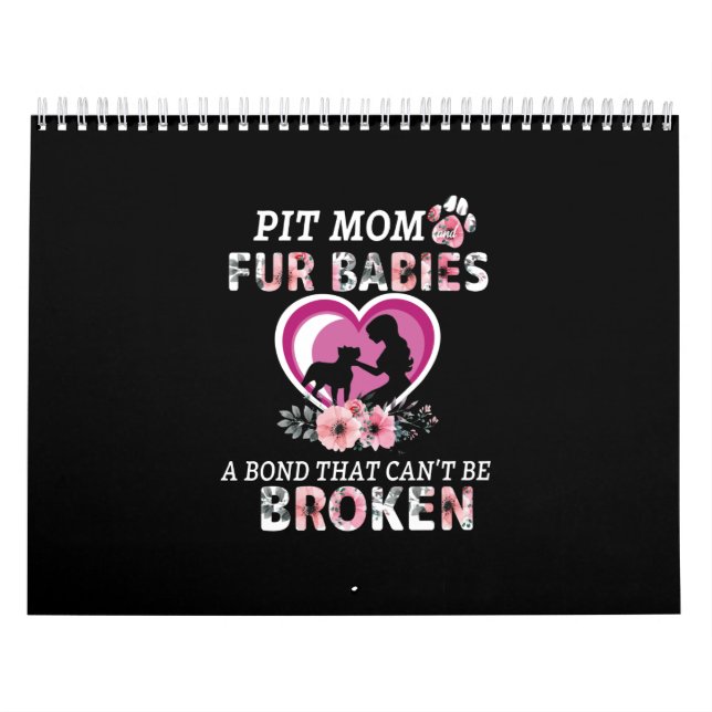 Pitbull Pit Mom And Fur Baby Classic Calendar (Cover)