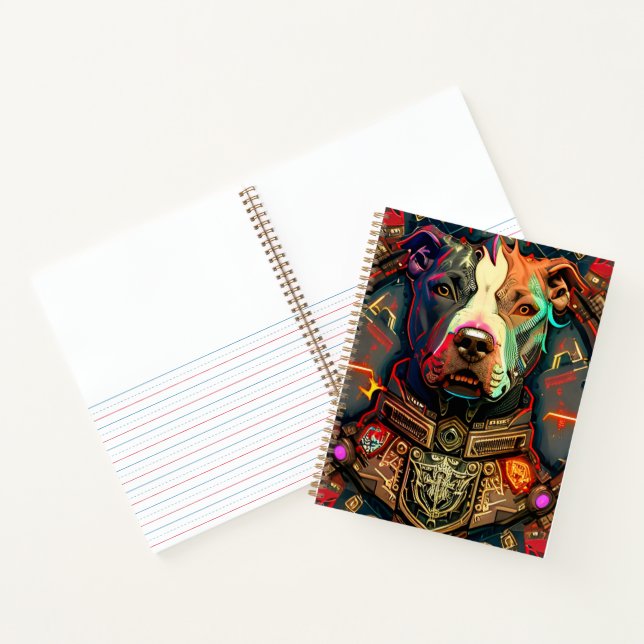 Pitbull " Pittie " Cyberpunk Style Carnet (Intérieur)