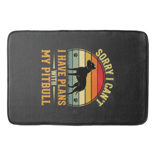 Pitbull Plans Vintage Sunset Dog Lover Bath Mat