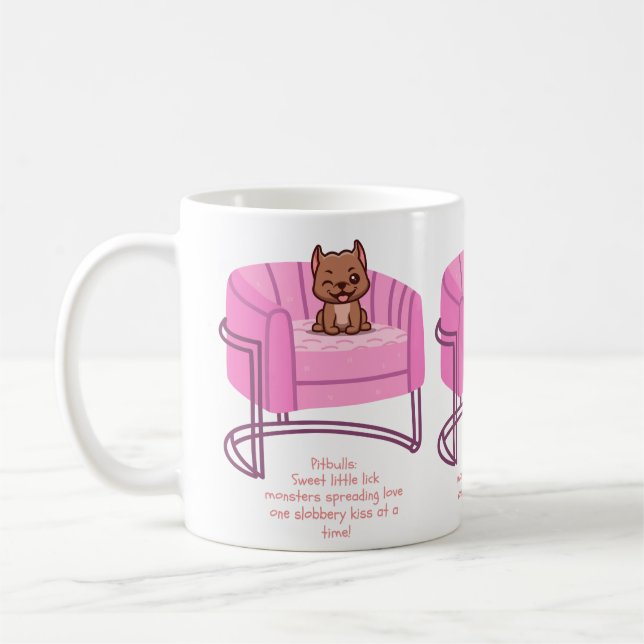 Pitbull Power: Sip and Smile with a Comic Twist  Coffee Mug (Left)