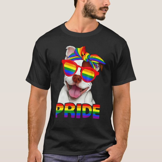 Pitbull Pride Dog Mom Rainbow Lgbt Gay Pride Month T-Shirt (Front)