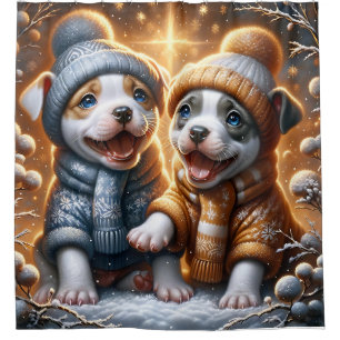 “Pitbull Puppies’ First Snowfall”
