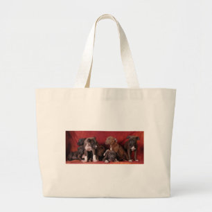 Pitbull puppy heaven large tote bag