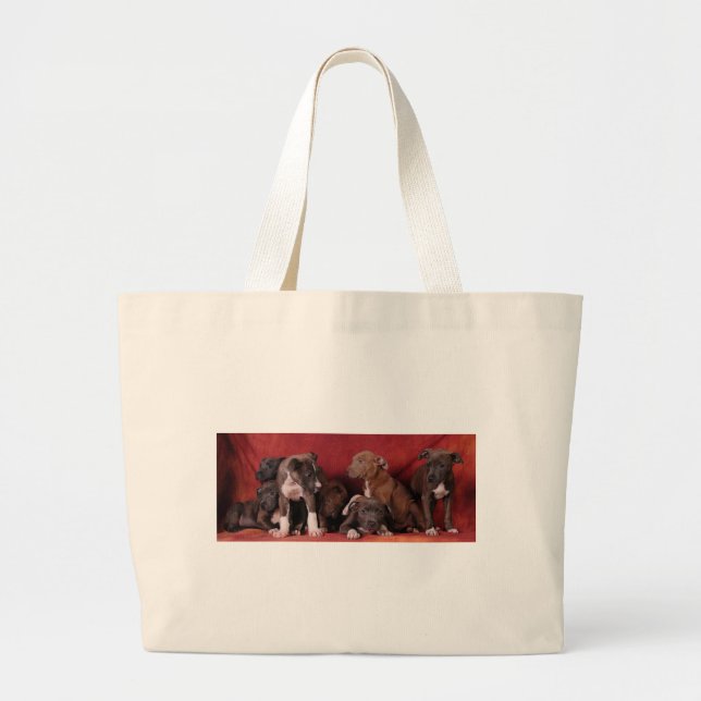 Pitbull puppy heaven large tote bag (Front)