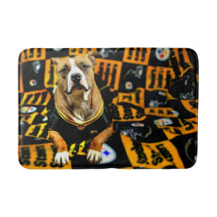 Pitbull Rescue Dog Football Fanatic Bath Mat