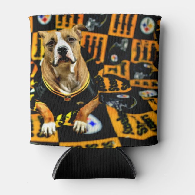 Pitbull Rescue Dog Football Fanatic Can Cooler (Front)