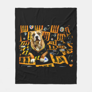 Pitbull Rescue Dog Football Fanatic Fleece Blanket