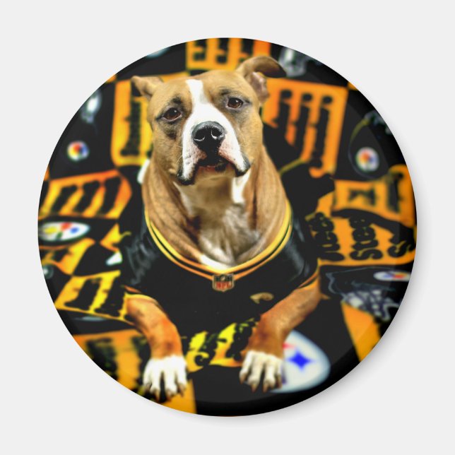 Pitbull Rescue Dog Football Fanatic Magnet (Front)