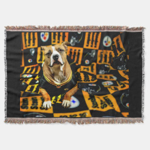 Pitbull Rescue Dog Football Fanatic Throw Blanket