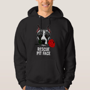 Pitbull Rescue Pit Face Funny Cute Pitbull Lover Hoodie