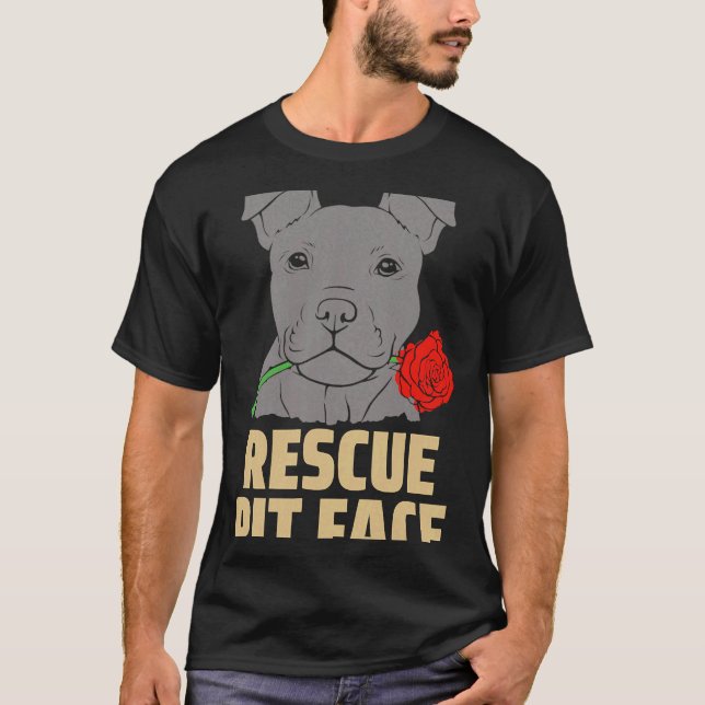 Pitbull Rescue Pit Face Funny Cute T-Shirt (Front)