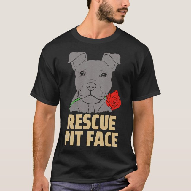 Pitbull Rescue Pit Face Funny Cute T-Shirt (Front)