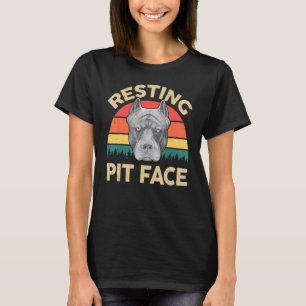 Pitbull Resting Pit Face  Blue Pitbull Dad Pittie  T-Shirt