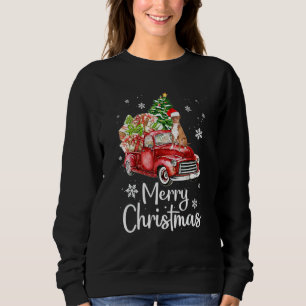Pitbull Riding Red Truck Xmas Merry Christmas Sweatshirt