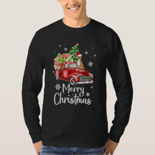 Pitbull Riding Red Truck Xmas Merry Christmas T-Shirt