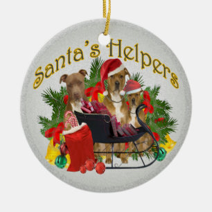 Pitbull Santa's Helper Ornament