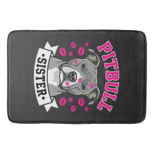 Pitbull Sister Dog Lover Vector Design Bath Mat