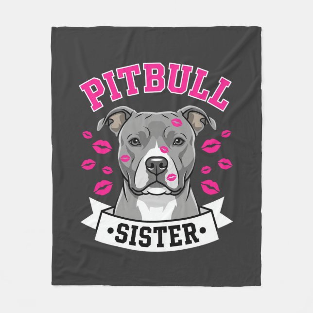 Pitbull Sister Dog Lover Vector Design Fleece Blanket (Front)