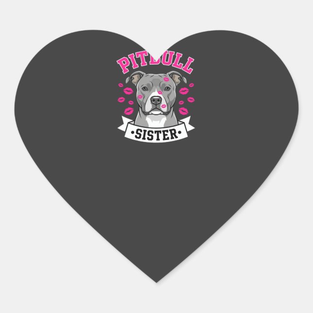 Pitbull Sister Dog Lover Vector Design Heart Sticker (Front)