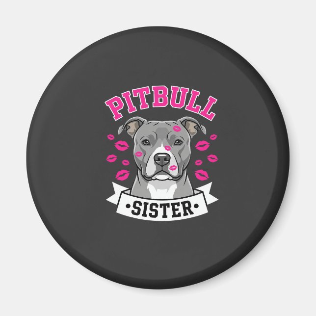 Pitbull Sister Dog Lover Vector Design Magnet (Front)