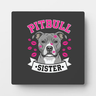 Pitbull Sister Dog Lover Vector Design Plaque