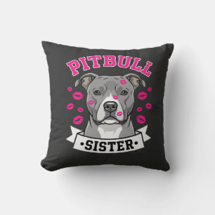 Pitbull Sister Dog Lover Vector Design Throw Pillow