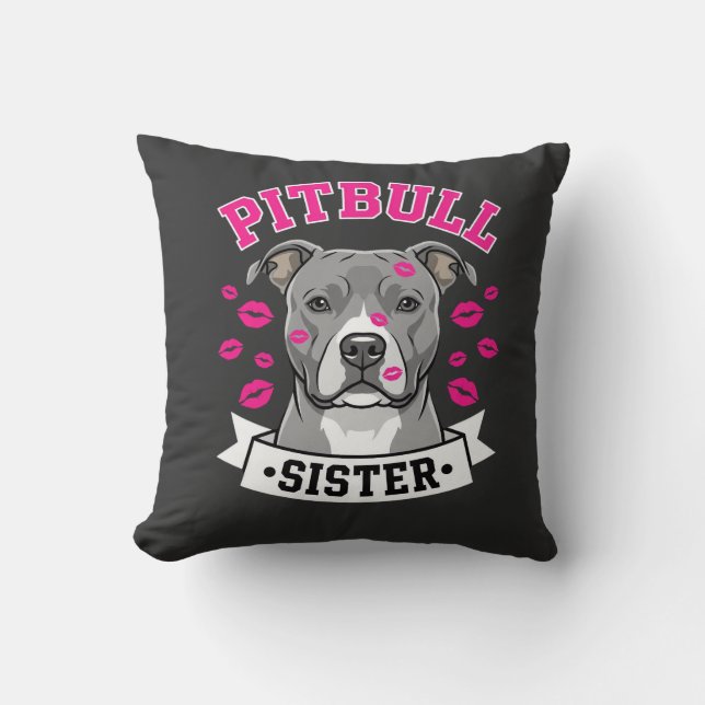 Pitbull Sister Dog Lover Vector Design Throw Pillow (Front)