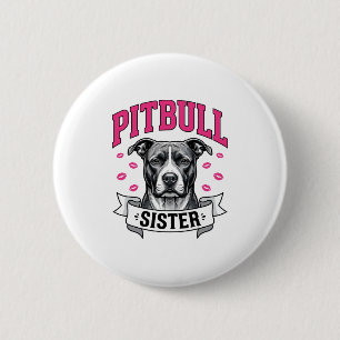 Pitbull Sister Vintage Dog Lover Vector Design_1 2 Inch Round Button