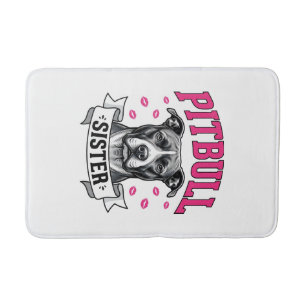 Pitbull Sister Vintage Dog Lover Vector Design_1 Bath Mat