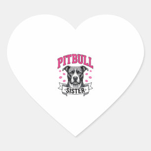 Pitbull Sister Vintage Dog Lover Vector Design_1 Heart Sticker