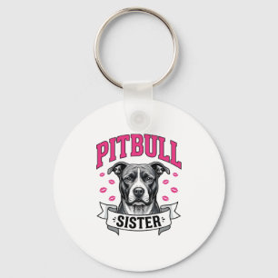 Pitbull Sister Vintage Dog Lover Vector Design_1 Keychain