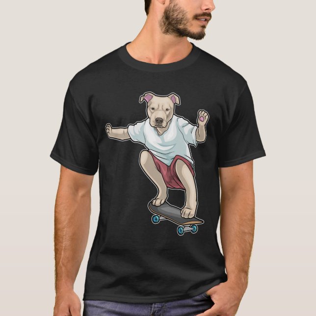 Pitbull Skater Skateboard T-Shirt (Front)