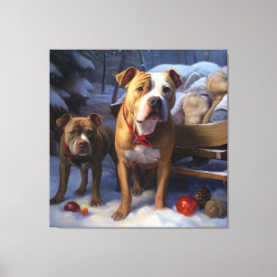 Pitbull Snowy Sleigh Christmas Decor