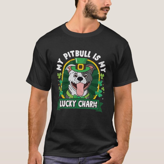 Pitbull St Patricks Lucky Charm Mom Dad T-Shirt (Front)