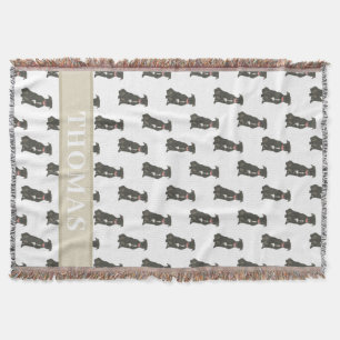 Pitbull Staffy (Black) Blue & White Throw Blanket