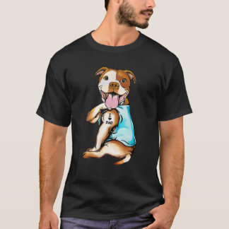 Pitbull Tattoos I Love Dad Sitting Gift Father s D T-Shirt